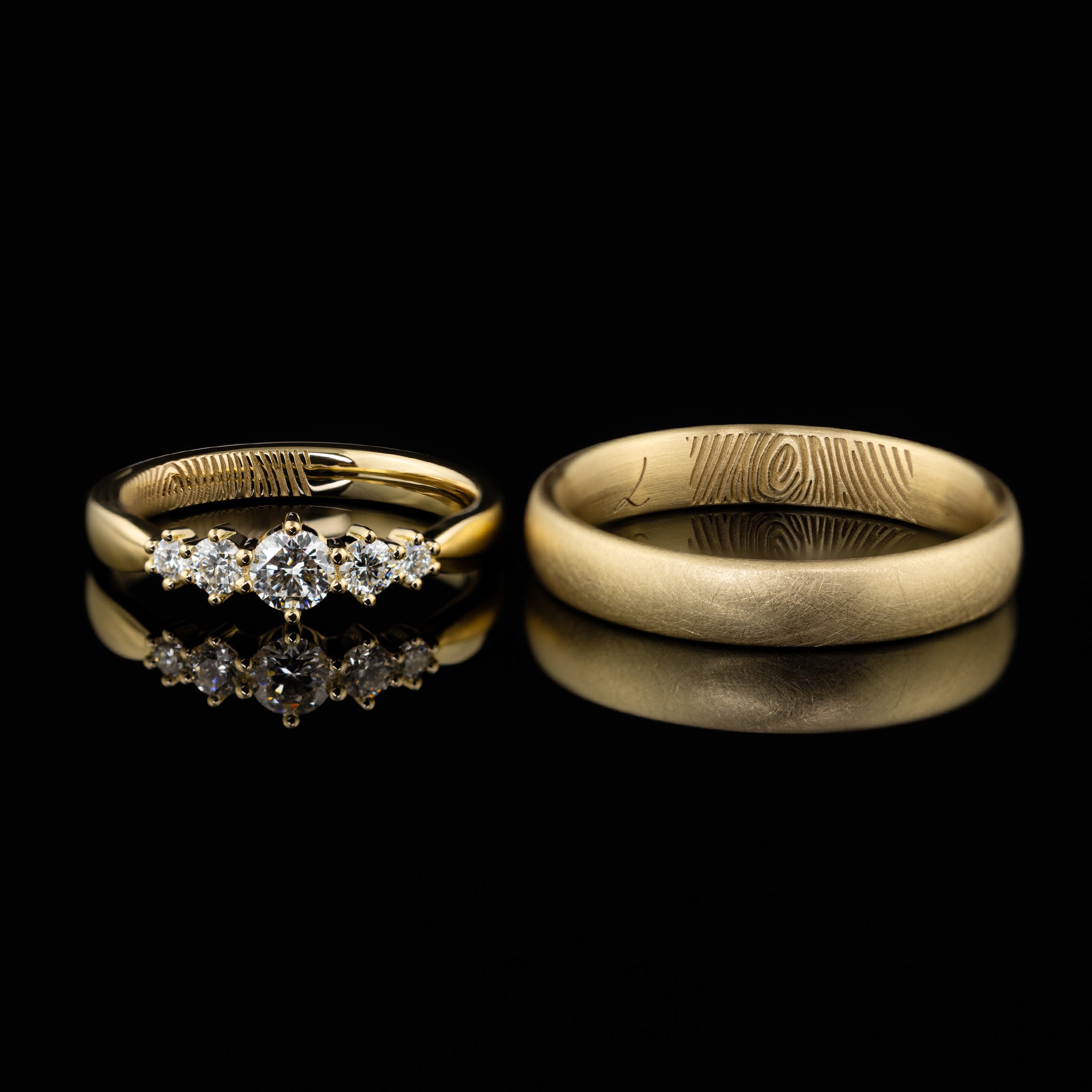 Gelbgold Ehering Verlobungsring Diamanten Hochzeit Nuernberg Goldzeit01 Gelbgold mit Herrenring