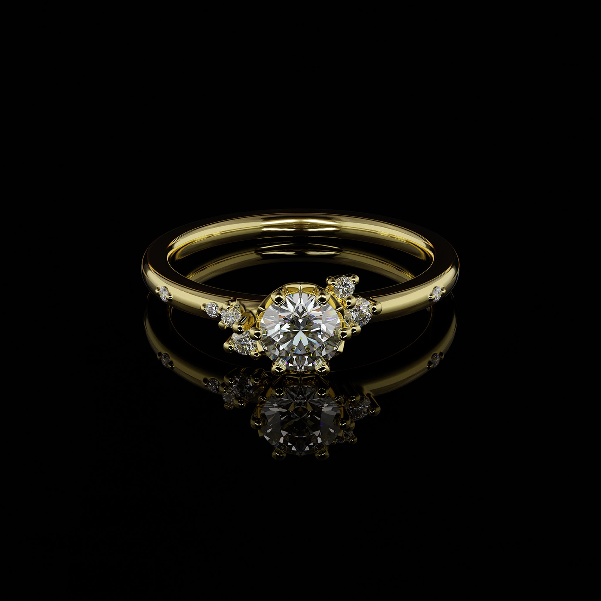 Nora besonderer Individueller Verlobungsring stackbar Goldschmiede Goldzeit Nuernberg Gelbgold